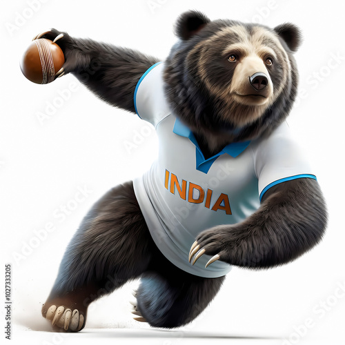 Indian Sloth Bear playing Cricket photo