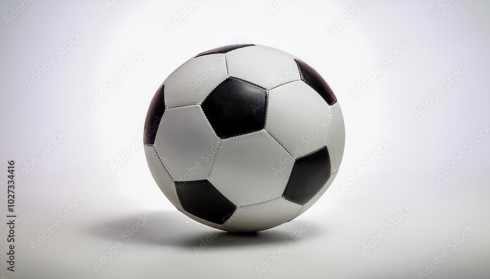 Classic Black and White Soccer Ball on Clean Surface. Perfect for Sports, Fitness, and Athletic-Themed Marketing and Editorial Concepts Classic Black and White Soccer Ball on Clean Surface. Perfect for Sports, Fitness, and Athletic-Themed Marketing and Editorial Concepts