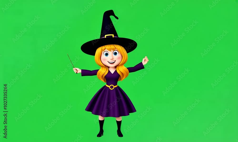 witch with a broom green screen witch with a broom green screen