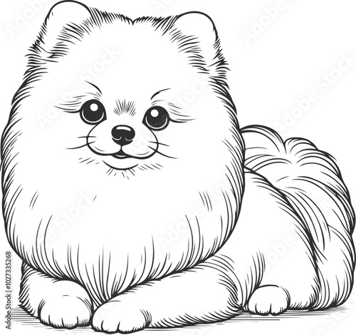 Cute pomeranian dog sketch hand drawn in Vector illustration.