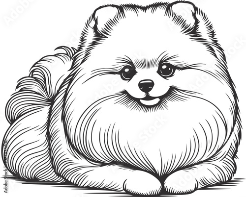 Cute pomeranian dog sketch hand drawn in Vector illustration.