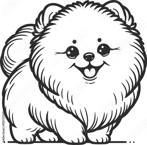 Cute pomeranian dog sketch hand drawn in Vector illustration.