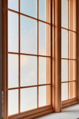 Celestial windows with Natural wood finishes.