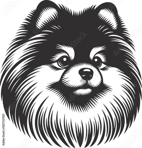 Portrait of a Pomeranian Dog Vector isolated on white background Dog Silhouettes.