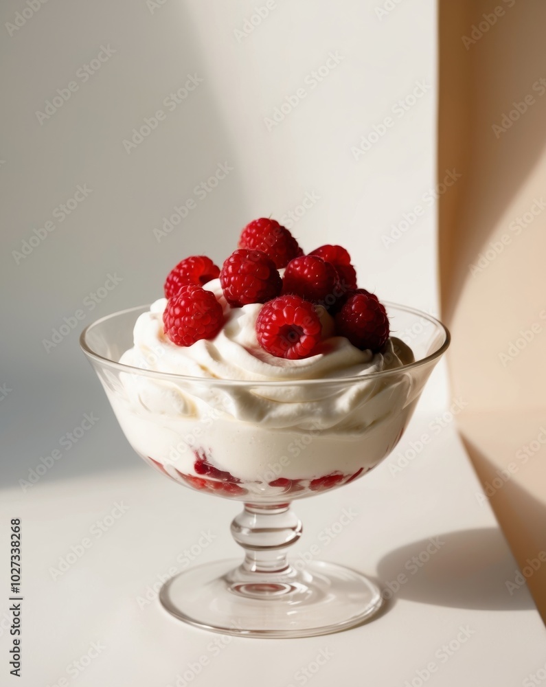 Dessert with Raspberries and Whipped Cream. Dessert with Raspberries and Whipped Cream.