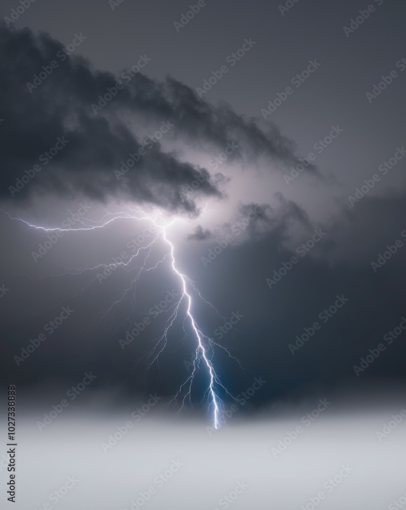 Dramatic Lightning Strikes Under Ominous Clouds. Dramatic Lightning Strikes Under Ominous Clouds.