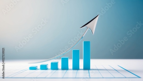 D Arrow Rising on Financial Charts Business Success and Growth Concept. photo