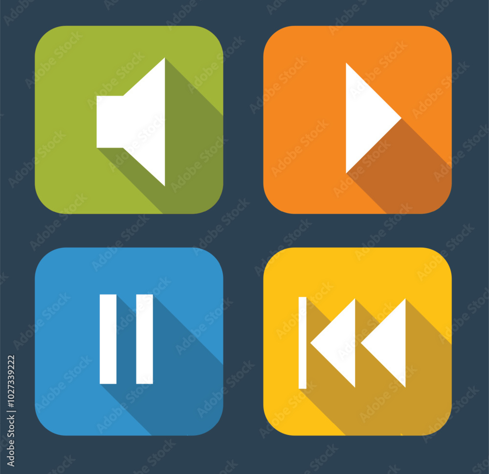 Modern Flat Music Icon Set for Web and Mobile Application Vector Modern Flat Music Icon Set for Web and Mobile Application Vector