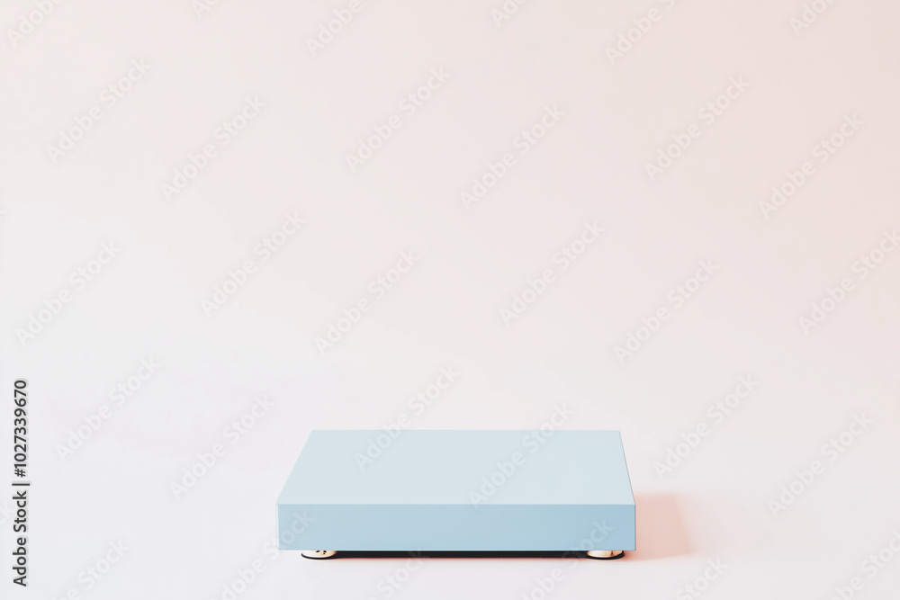 Pink and white blank desktop and blue square product display stand Pink and white blank desktop and blue square product display stand