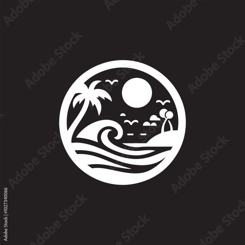 beach silhouette vector design ,t-shirt design,print design