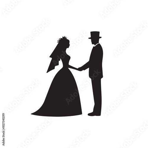 Bride And Groom silhouette Vector