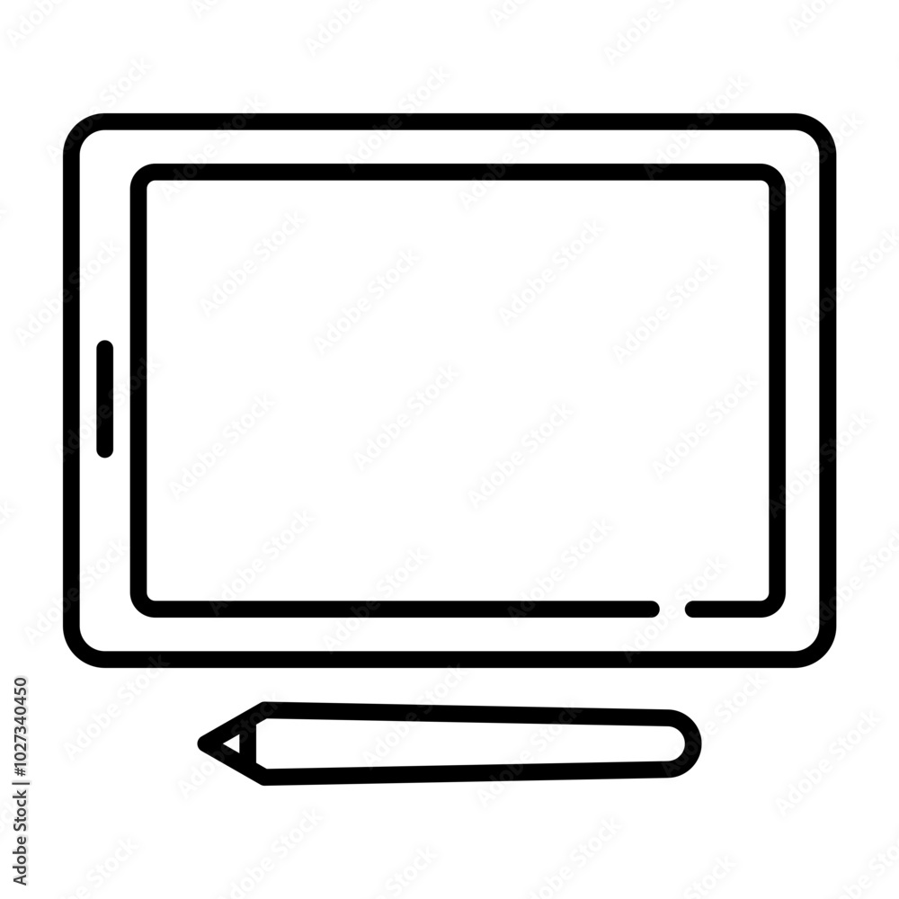 Pen tablet ipad line icon. Pen tablet ipad line icon.