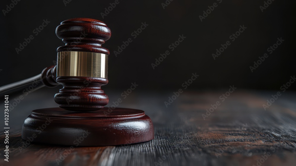 Judge gavel on wooden surface for legal judgment or auction Judge gavel on wooden surface for legal judgment or auction