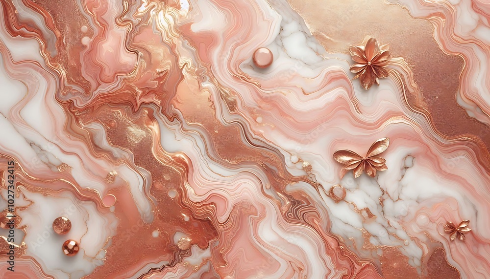 rose gold marble texture background with ombre effect and floral pattern,generative ai rose gold marble texture background with ombre effect and floral pattern,generative ai