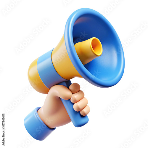 Support hand with megaphone 3d cartoon style illustration