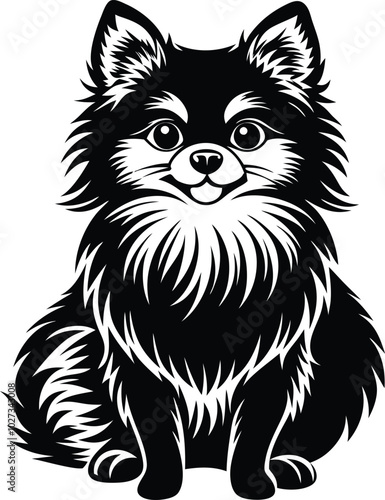 Portrait of a Pomeranian Dog Vector isolated on white background Dog Silhouettes.