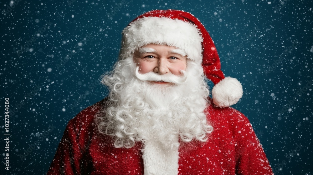Santa Claus Portrait with Snow Falling Santa Claus Portrait with Snow Falling