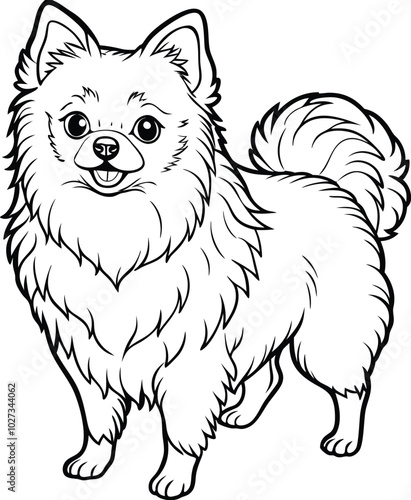 Cute pomeranian dog sketch hand drawn in Vector illustration.