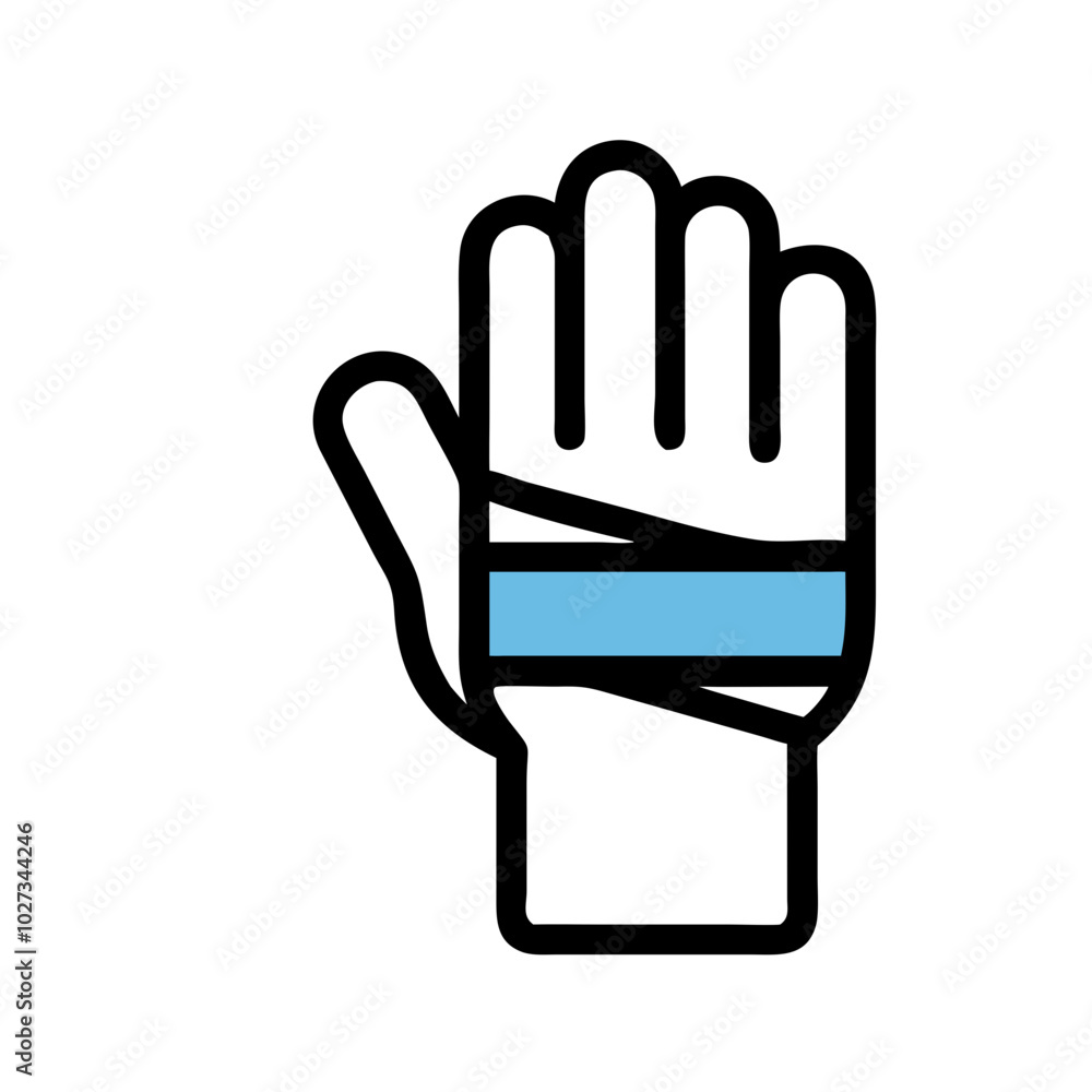 Minimalist Bandaged Hand Icon in Black and Blue for Sports Injury Awareness Minimalist Bandaged Hand Icon in Black and Blue for Sports Injury Awareness