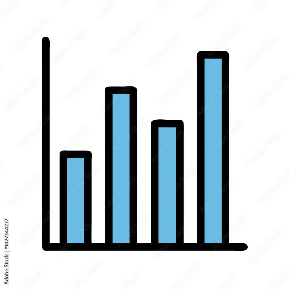 Simple Bar Graph Icon in Black and Blue for Business Analytics and Data Visualization Simple Bar Graph Icon in Black and Blue for Business Analytics and Data Visualization