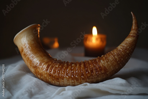 Mystical Candlelit Ram Horn  photo