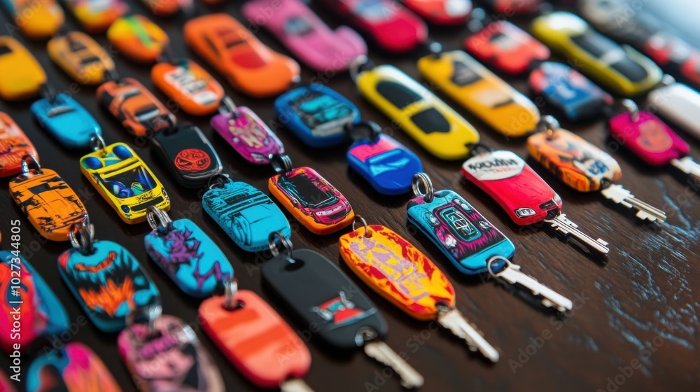 Fototapeta premium custom-made car keychains with vibrant colors and unique designs