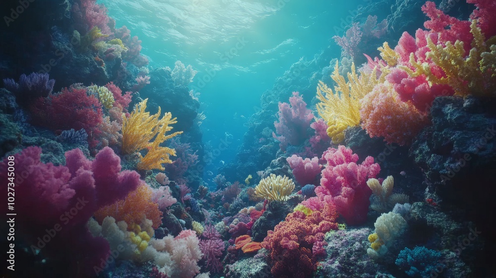 Fototapeta premium Vibrant Underwater Coral Reef Ecosystem
