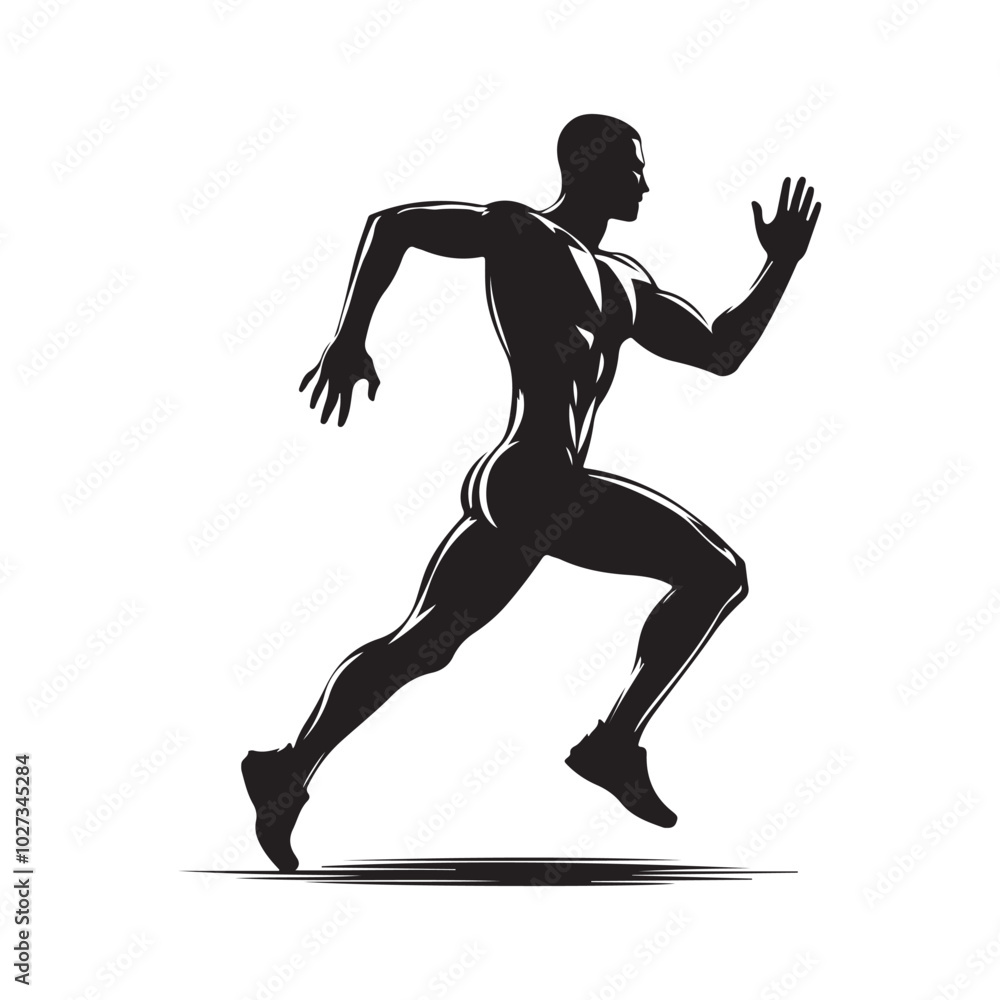Running human figure silhouette vector art illustration black color white background Running human figure silhouette vector art illustration black color white background