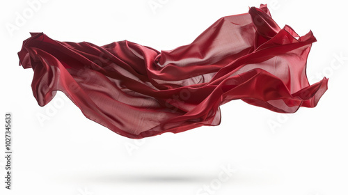 red satin fabric isolated on white photo