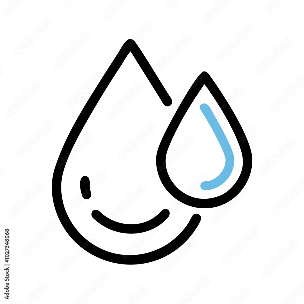 Blood Drop Icon in Black Outline and Blue Accent for Medical and Health Representation Blood Drop Icon in Black Outline and Blue Accent for Medical and Health Representation