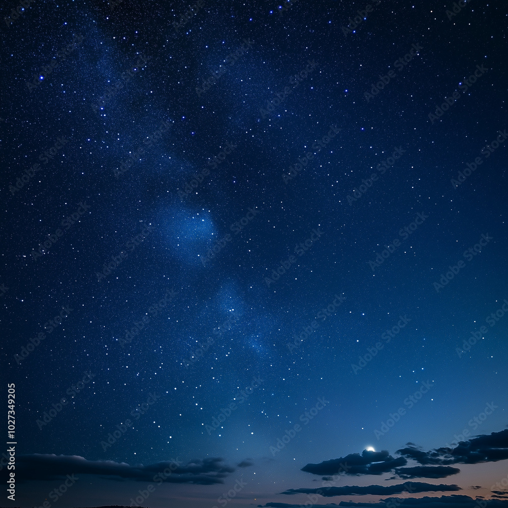 Starry night sky with Milky Way and constellations in the background