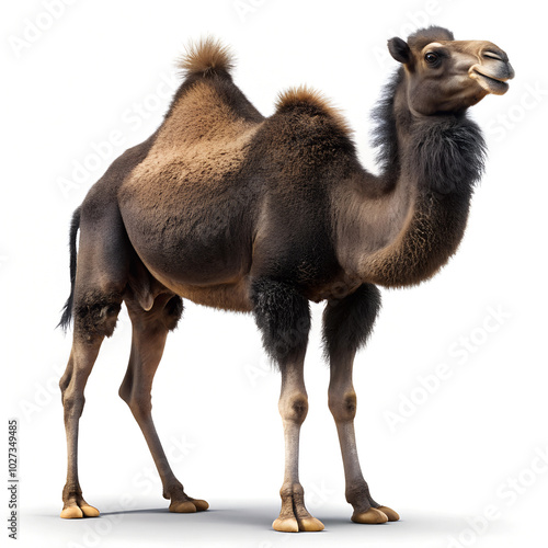 Full Length Camel Isolated on White Background. 