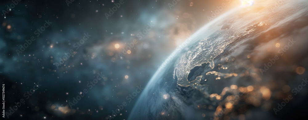 Obraz premium Stunning Dawn View of Earth From Space