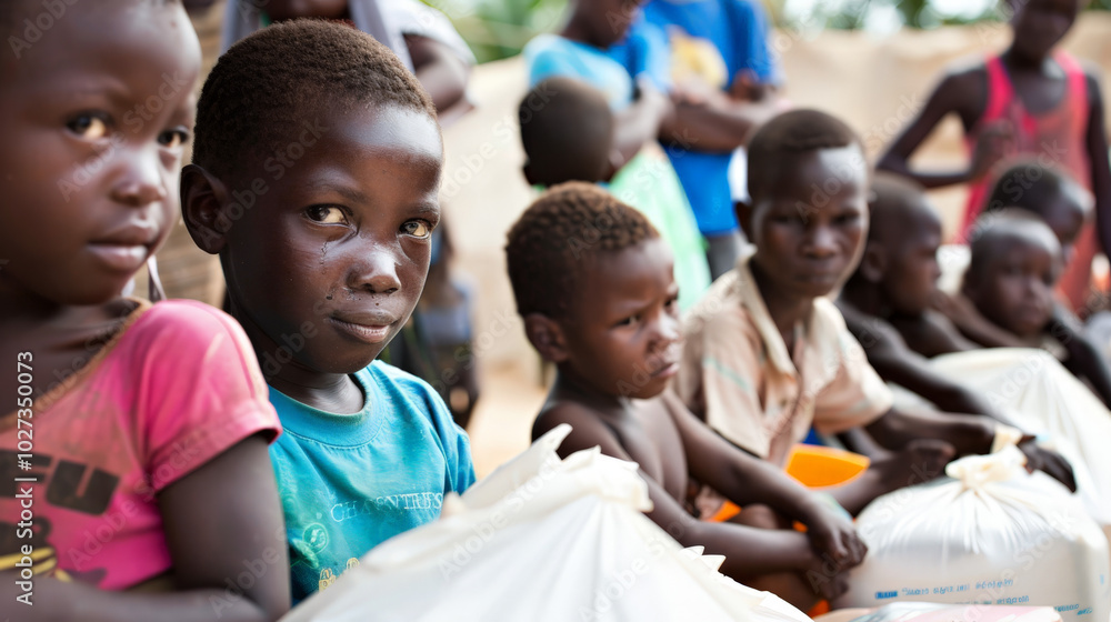 Obraz premium free food distribution for poor people, charity 
