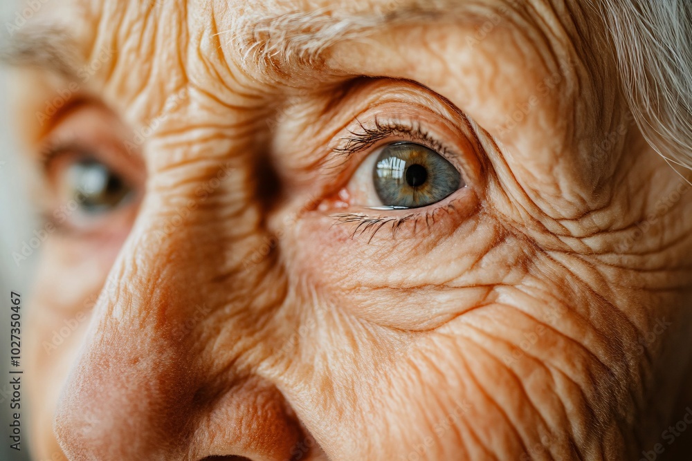 A close-up of an elderly woman’s face A close-up of an elderly woman’s face