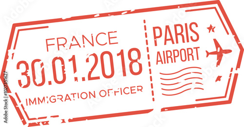 The passport stamp features the date January 30 2018 indicating entry into France at the Paris airport signifying the immigration process.