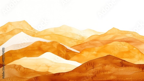 Abstract illustration of layered mountains in warm tones, creating a serene landscape effect.