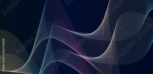 Abstract Flowing Wireframe Lines on Dark Background