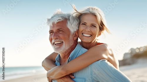 senior couple at beach