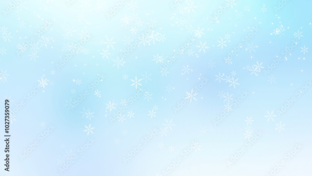 White snowflake with bokeh backgrounds on blue backgrounds in Christmas Holiday , illustration White snowflake with bokeh backgrounds on blue backgrounds in Christmas Holiday , illustration