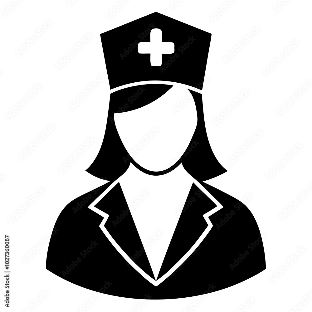Silhouette of a Dedicated Nurse in Uniform Silhouette of a Dedicated Nurse in Uniform