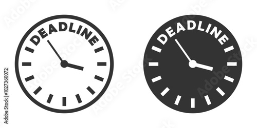 Vector illustration of two clocks with "Deadline" text, representing time management and urgency in a modern, minimalistic style.
