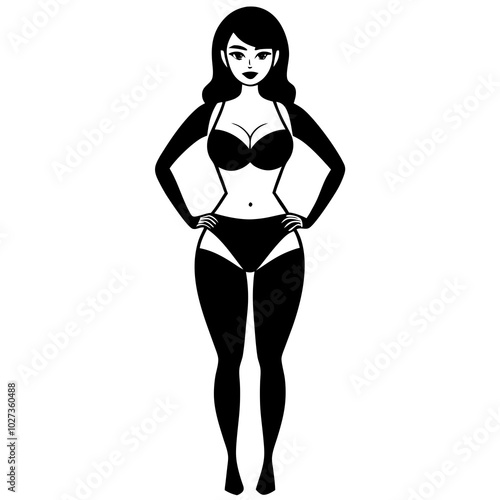 Silhouette of a girl wearing bikini