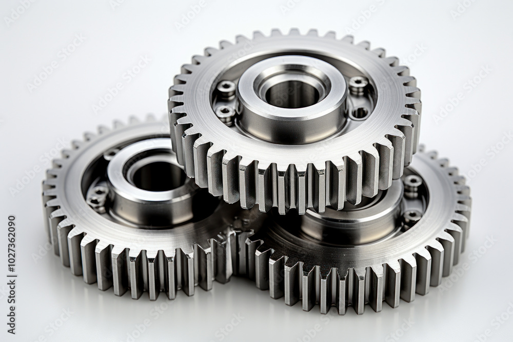 Close-up of metallic gears stacked together Close-up of metallic gears stacked together