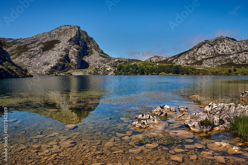 The peak in the shore of the lake