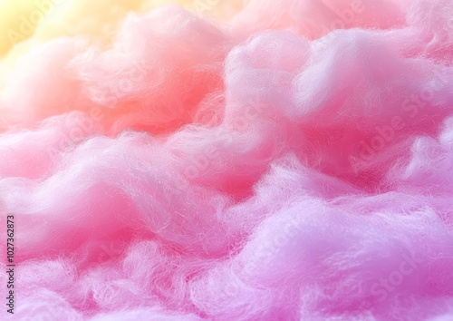 hyper realistic photo of Colorful pink fluffy cotton candy background, soft color sweet candyfloss, abstract blurred dessert texture , copy space, copy space for text,