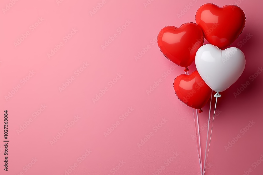 hyper realistic photo of Valentine's day background with red and pink hearts like balloons on pink background, flat lay , copy space, copy space for text, hyper realistic photo of Valentine's day background with red and pink hearts like balloons on pink background, flat lay , copy space, copy space for text,