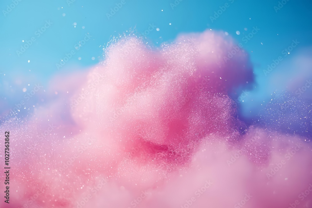 Fototapeta premium hyper realistic photo of colorful cotton candy in soft color for background , copy space, copy space for text,