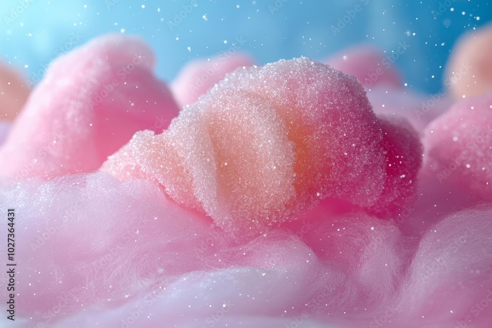 Fototapeta premium hyper realistic photo of colorful cotton candy in soft color for background , copy space, copy space for text,