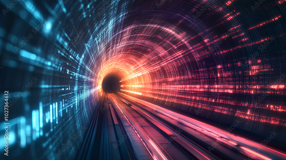 Abstract tunnel showing the future of digital Abstract tunnel showing the future of digital